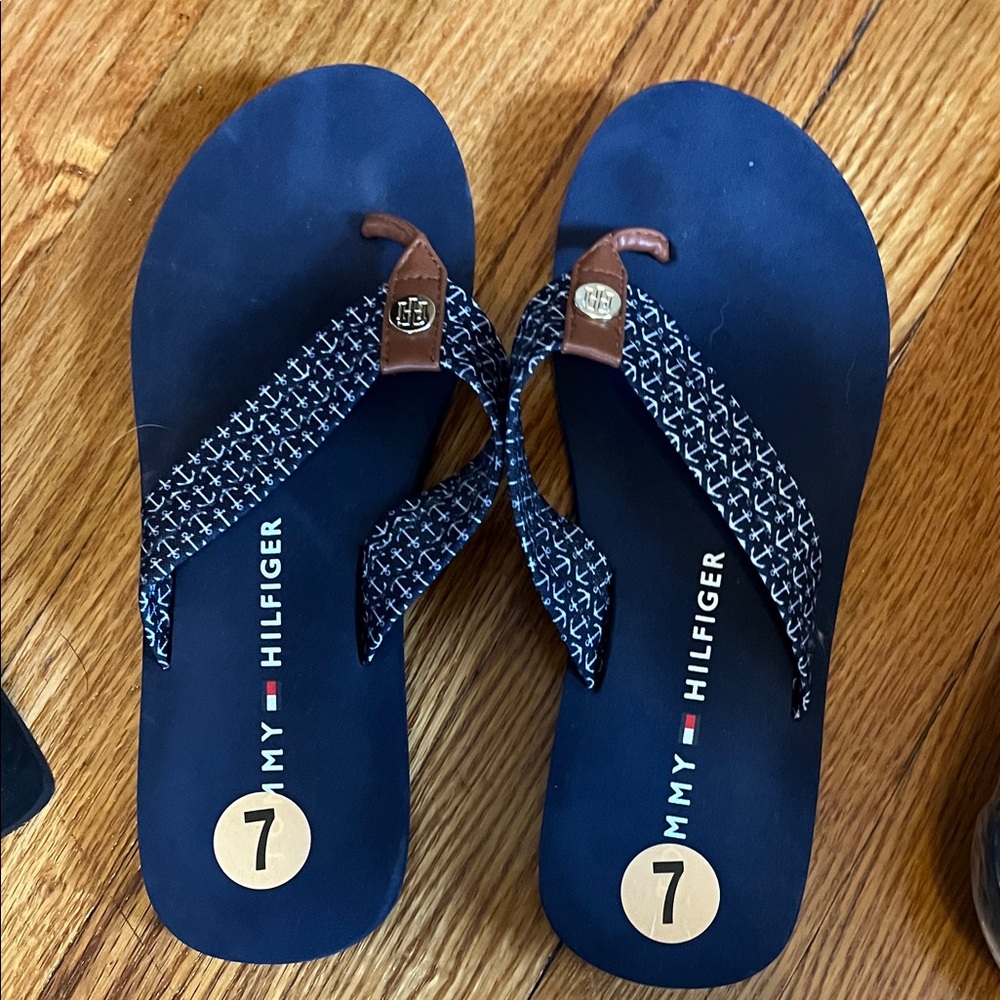 Tommy Hilfiger Blue Patterned Flip Flops